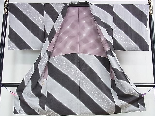 平和屋本店□極上 長羽織 寄せ小紋柄 斜線文 暈し染め ます