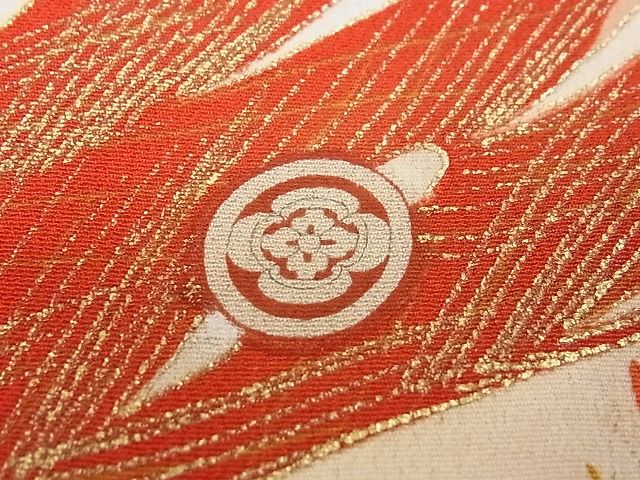 平和屋本店□極上 アンティーク 大正ロマン 振袖 刺繍 飛鶴吉祥文 黒地