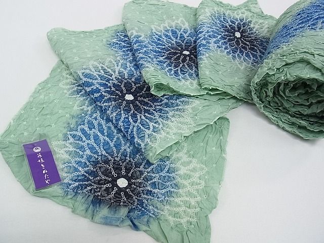 藤娘きぬたや 有松鳴海絞り 絞り浴衣 お花 青紫色 反物販売 お仕立て