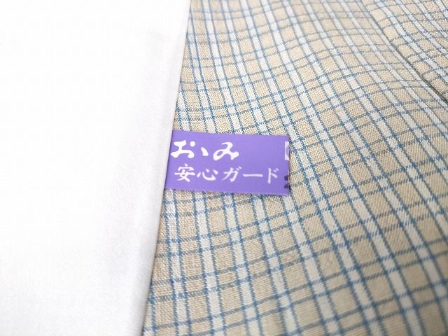 平和屋本店■極上　結城紬　結城ちぢみ　単衣　今幡部　小倉太々　格子　証紙付き　逸品　未使用　DZAA1765kh4 紬