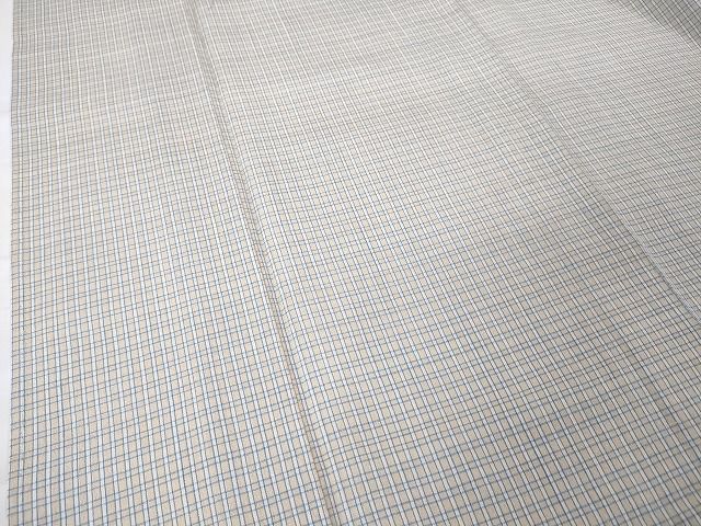 平和屋本店■極上　結城紬　結城ちぢみ　単衣　今幡部　小倉太々　格子　証紙付き　逸品　未使用　DZAA1765kh4 紬