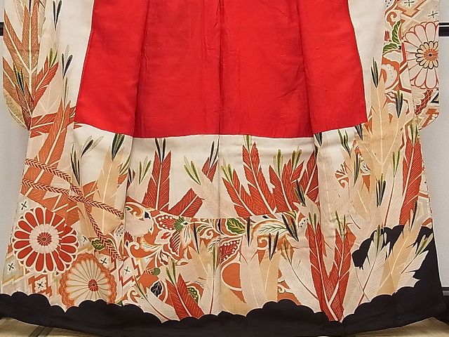 平和屋本店□極上 アンティーク 大正ロマン 振袖 駒刺繍 几帳正倉院花
