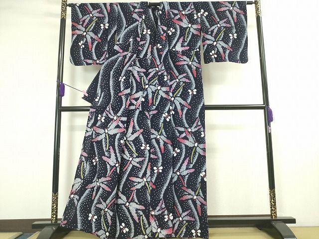 平和屋本店■極上　夏物　浴衣　有松鳴海絞り　蜻蛉　トンボ　綿　逸品　DZAA20261kh5 平和屋本店□極上 夏物 浴衣 有松鳴海絞り 蜻蛉 トンボ 綿 逸品