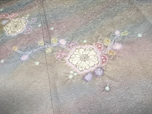 平和屋本店●極上　久保田一竹　幻の辻が花　訪問着　辻が花　暈し染め　金通し地　反端付き　逸品　CYAA0606s4_2