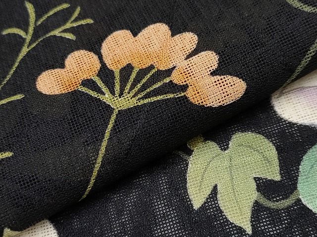 平和屋着物＊夏物 訪問着 絽 手描き 朝顔 アサガオ 暈し染め ロング丈