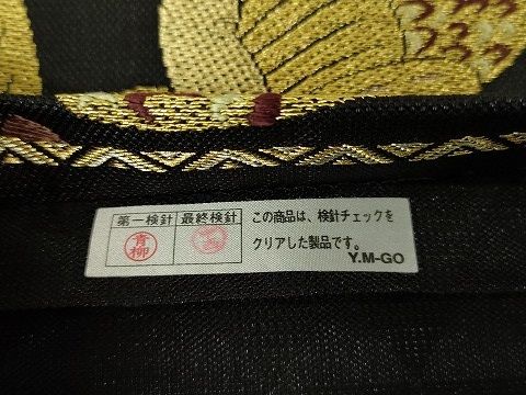 平和屋本店■極上　六通柄袋帯　スリーシーズン帯　雅趣　花鳥文　黒地　金糸　逸品　DZAA1872kh4_6
