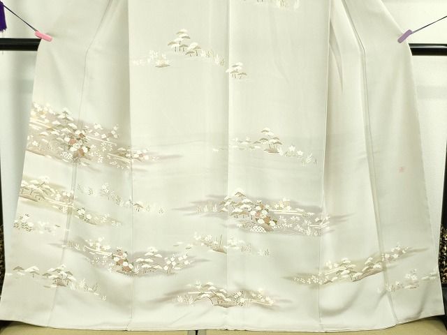 平和屋本店□極上 京手描友禅 訪問着 吉祥花松文 紫水晶