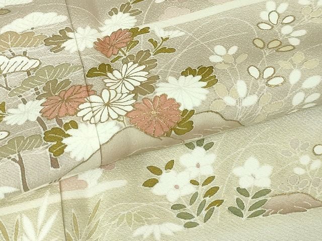 平和屋本店□極上 京手描友禅 訪問着 吉祥花松文 紫水晶