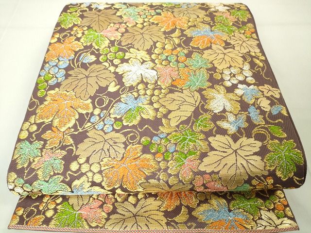 平和屋本店■極上　龍村美術織物　たつむら　本袋帯　漆彩葡萄文　金銀糸　逸品　DZAA2095kh4