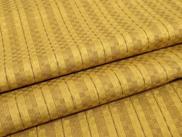 平和屋2■極上　本場黄八丈　市松綾織　紬　単衣　逸品　未使用　DZAA0937kh4