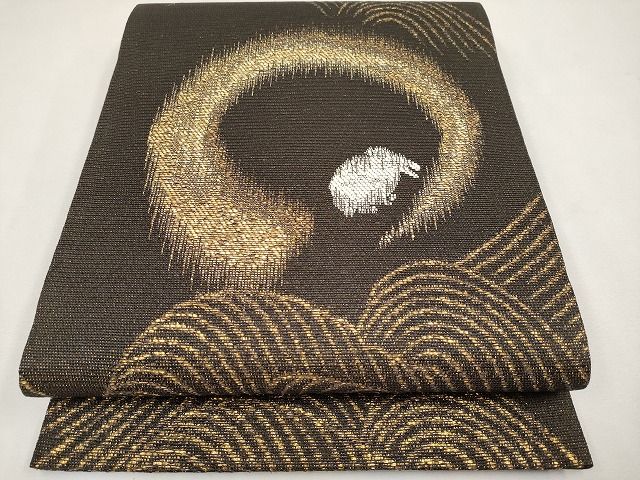 平和屋本店□極上 スリーシーズン 春夏秋 太鼓柄袋帯 兎 金糸 逸品