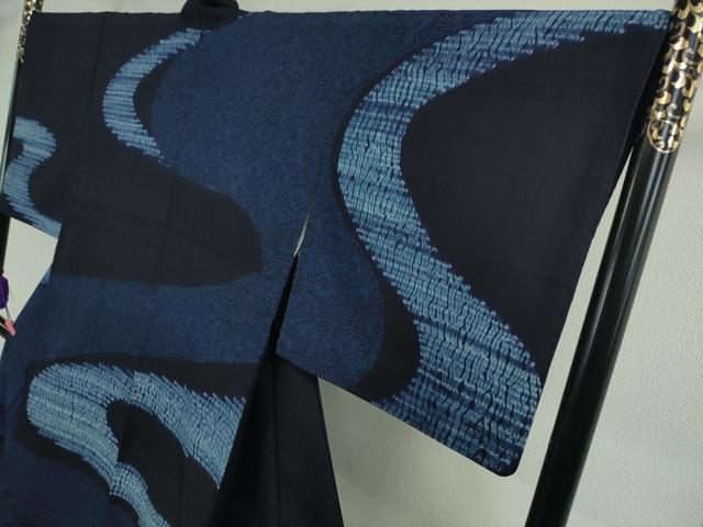 平和屋本店□極上 藍造り国選定無形文化財 藍師・佐藤昭人 訪問着 紬地  