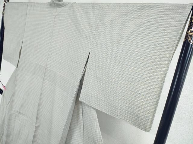 平和屋本店■極上　結城紬　結城ちぢみ　単衣　今幡部　小倉太々　格子　証紙付き　逸品　未使用　DZAA1765kh4 紬