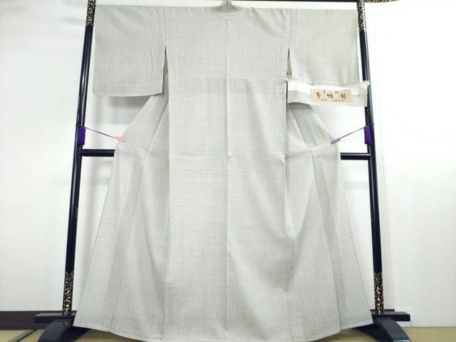 平和屋本店■極上　結城紬　結城ちぢみ　単衣　今幡部　小倉太々　格子　証紙付き　逸品　未使用　DZAA1765kh4 紬
