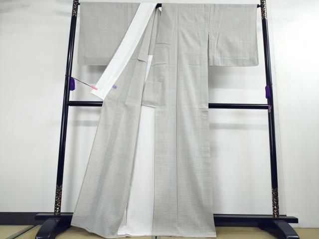 平和屋本店■極上　結城紬　結城ちぢみ　単衣　今幡部　小倉太々　格子　証紙付き　逸品　未使用　DZAA1765kh4 紬