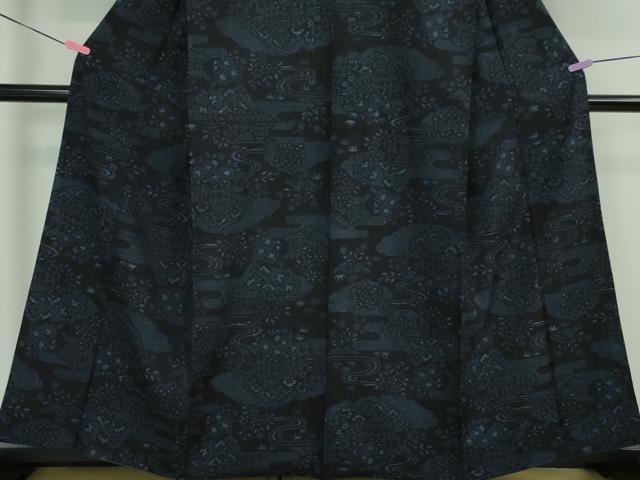 平和屋本店□極上 本場結城紬 重要無形文化財 100亀甲 風景花文