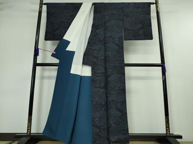 平和屋本店■極上　本場結城紬　重要無形文化財　100亀甲　風景花文　証紙付き　逸品　DZAA2047kh4 平和屋本店□極上 本場結城紬 重要無形文化財 100亀甲 風景花文