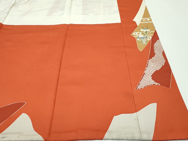 平和屋本店□極上 創業460年・千總 振袖 駒刺繍 鳳凰鴛鴦草花文 金彩