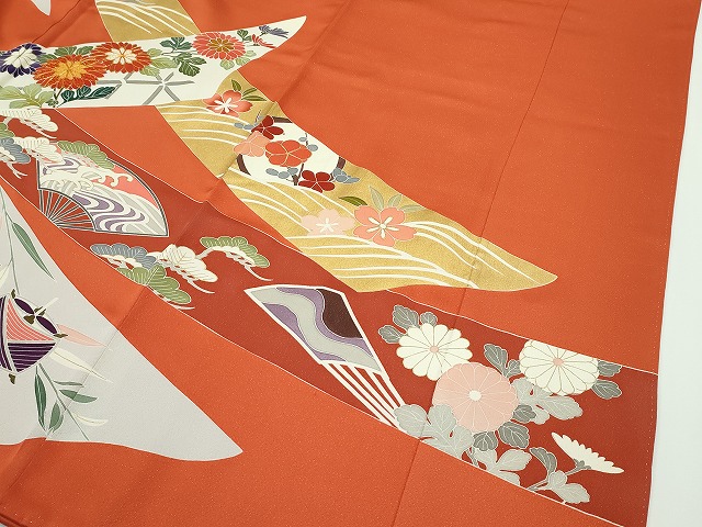 平和屋本店□極上 創業460年・千總 振袖 駒刺繍 鳳凰鴛鴦草花文 金彩