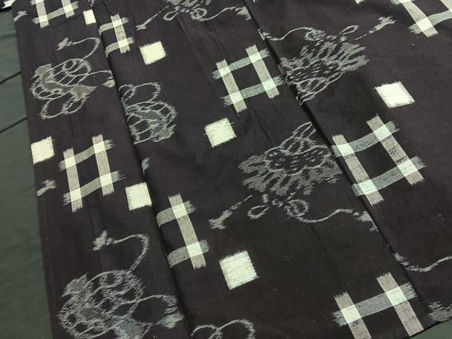 平和屋着物▽久留米絣　単衣　紬　宝尽くし　綿　正絹　逸品　BAAM7890pm