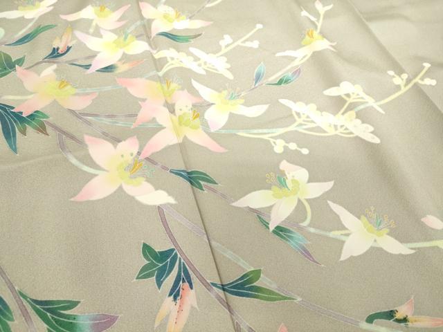 平和屋着物○京加賀友禅 百貫石峰 訪問着 草花文 暈