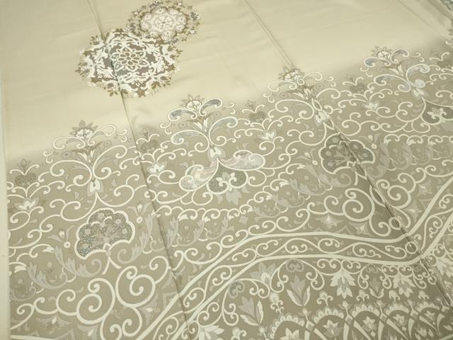 平和屋本店□極上 訪問着 正倉院花文 象牙色地 銀