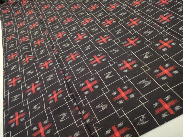 平和屋着物▽久留米絣 単衣 十字絣 綿 逸品 DAAO3494fe