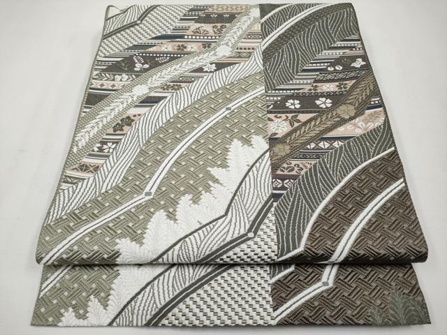 平和屋本店■極上　1897年創業　名門岡野　本場筑前博多織　千年工房　八寸名古屋帯　吉祥花文　金糸　逸品　CYAA1698s5