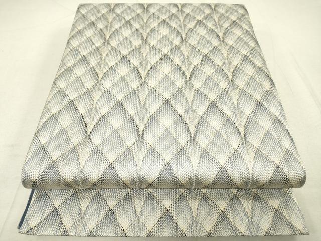 平和屋着物●全通柄袋帯　組織　変わり間道　銀糸　正絹　逸品　DAAQ2153fe