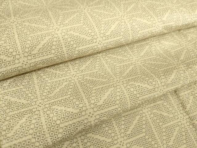 平和屋着物▽本塩沢　単衣　麻の葉文　110亀甲　正絹　逸品　DAAQ3587az