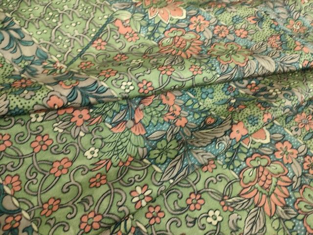 平和屋着物▽上質な小紋　単衣　更紗花文　正絹　逸品　DAAQ3598az