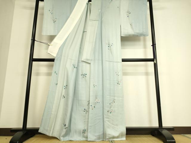 平和屋着物○上質な小紋 紬地 辻ケ花 絞り 舞花文 正絹 逸品