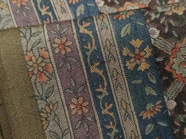 平和屋着物▽上質な紬 単衣 動物花間道 正絹 逸品 CAAQ0048vf