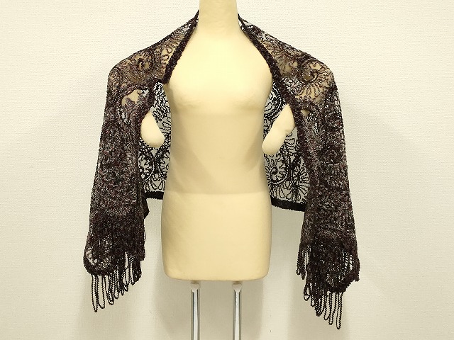 平和屋着物●染織デザイナー　堀口無月 　MUGETSU　チュール織　和装小物　透け感のあるショール　逸品　AAAS2623ay