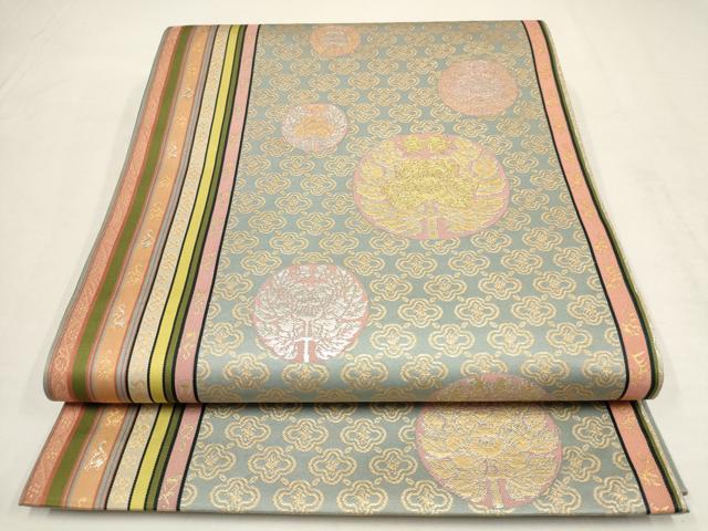 平和屋着物●龍村晋謹製　全通柄袋帯　陽明間道錦　金銀糸　正絹　逸品　AAAQ7624wj