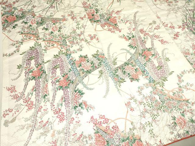 平和屋着物●創業460年・千總　小紋　草花文　金彩　伊勢丹扱い　正絹　逸品　DAAP7833yyy