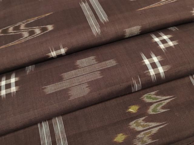 平和屋着物○本場琉球絣 紬 反端付き 正絹 逸品 未使用 CAAV6523vf