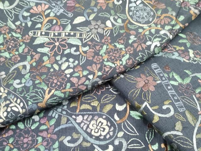 平和屋着物●訪問着　総刺繍　楽器花文　正絹　逸品　DAAR0092yyy