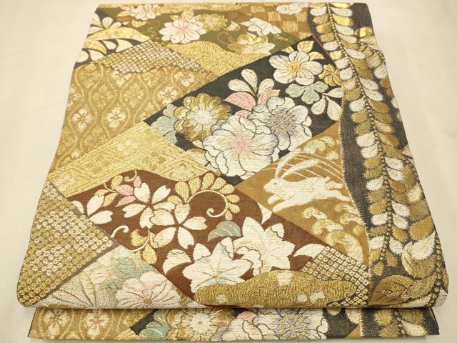 平和屋着物●六通柄袋帯　辻ケ花　金糸　正絹　逸品　CAAP7162hy