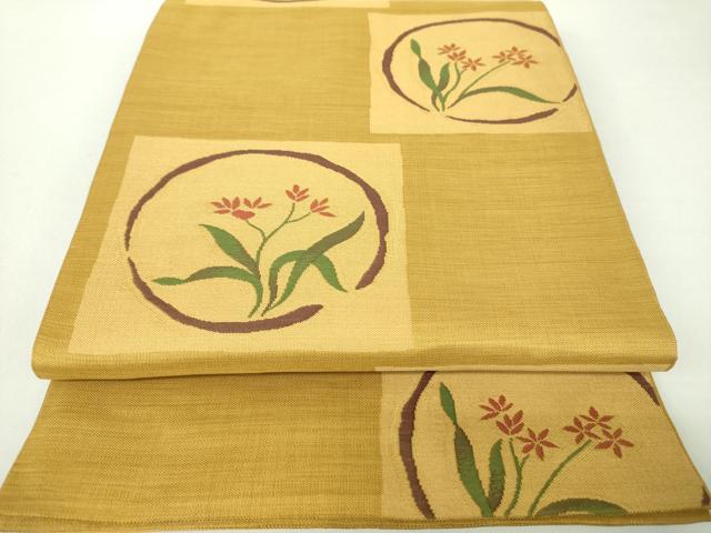 平和屋着物●名門木屋太　今河織物　六通柄袋帯　市松花丸文　正絹　逸品　DAAQ2828ps