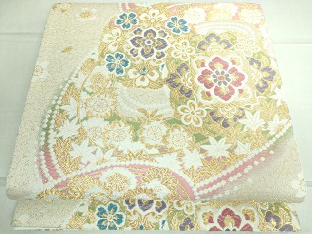 平和屋着物●六通柄袋帯　唐織　正倉院花文　金糸　正絹　逸品　DAAP1986ic