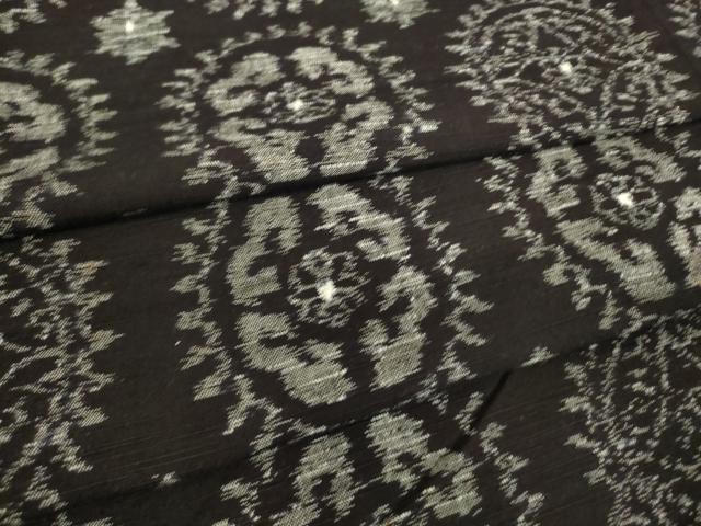 平和屋着物▽久留米絣　単衣　綿　花丸文　逸品　DAAQ4082az