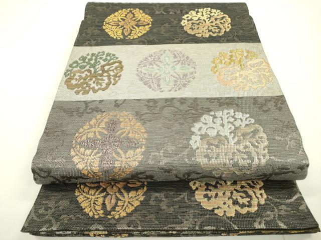 平和屋着物●西陣　佐竹孝機業店謹製　六通柄袋帯　相に華文　金銀糸　証紙付き　正絹　逸品　未使用　DAAR0723fe