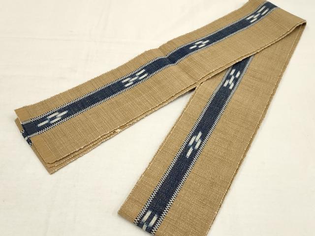 平和屋着物●沖縄県伝統工芸品　八重山ミンサー　手織り　男性　角帯　正絹　逸品　AAAT3726wj