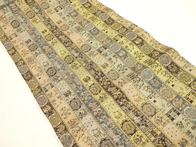 平和屋着物○全通柄九寸名古屋帯 絞り 手描き 地紋起こし 草花