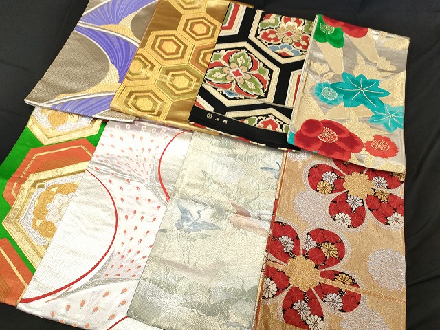 平和屋本店■袋帯  まとめて8点 鶴 孔雀 花柄 亀甲 金銀糸 など 着用可能あり 全て正絹 ppp1815 km