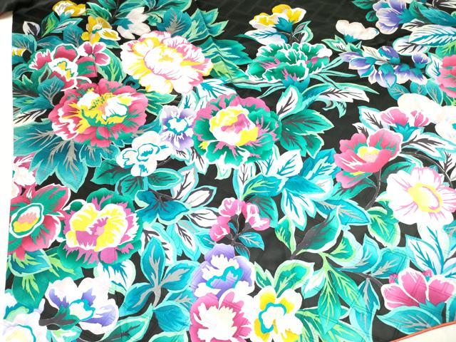 平和屋着物○豪華振袖 草花文 黒地 金彩 正絹 逸品 DAAR0318yyy