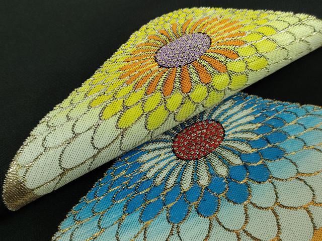 平和屋本店□最高級 龍村平蔵製 本袋帯 追粉菊錦 黒地