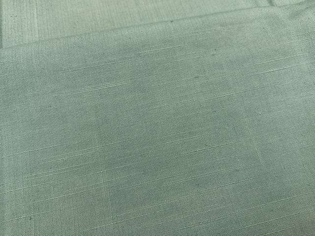 平和屋着物▽上質な紬 単衣 色無地 山葵色 正絹 逸品 BAAS8356hv