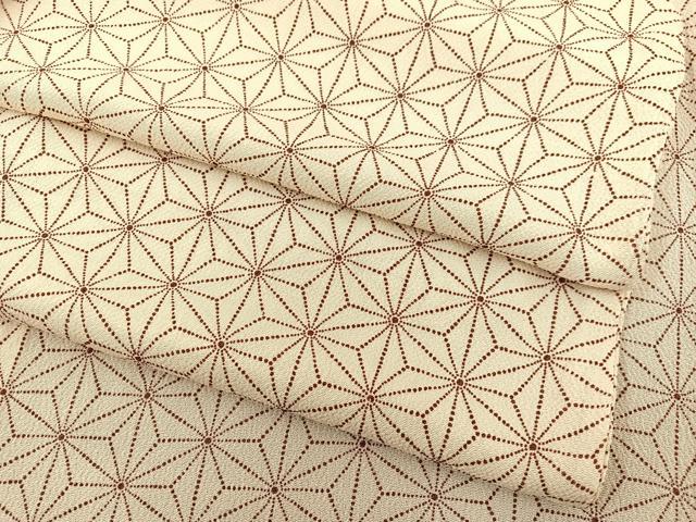 平和屋着物▽上質な小紋　単衣　麻の葉文様　鬼しぼ縮緬　正絹　逸品　BAAS8342hv